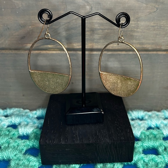 Cheetah Print Drop Hoop Earrings - Picture 2 of 3